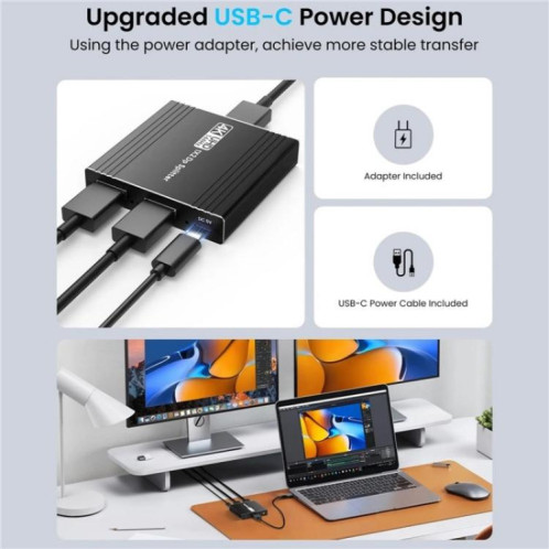 Extracteur audio FD 1X2 4K 144 Hz, répartiteur DisplayPort 1.4 vers double DisplayPort MST, prise : SH9202349-010
